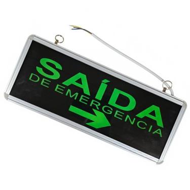 Imagem de Placa Sinalizaçao Saida de Emergencia Dupla Face Led Bateria Recarrega