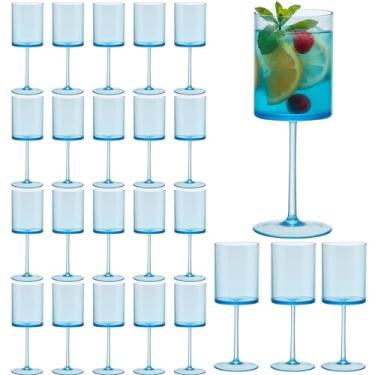 Imagem de JLYLOL 24 peças de taças de champanhe de plástico azul de 290 ml, taças de champanhe grandes, reutilizáveis, acrílico, para brindar para casamento, taças de água, taças de vinho, para casamento, Natal
