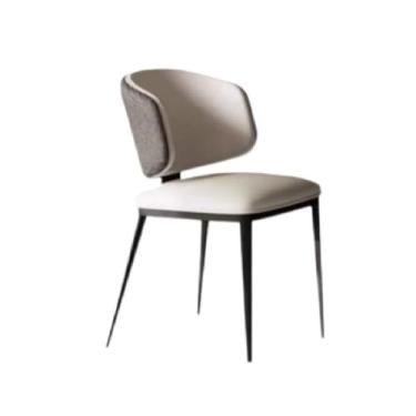 Imagem de Cadeira de jantar ergonômica com espuma de alta densidade e pernas de aço carbono (almofada de assento branca encosto preto)