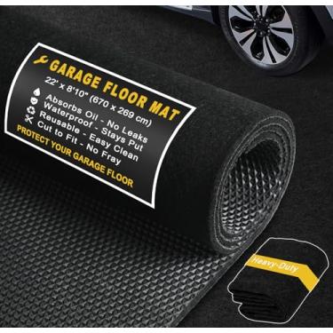 Imagem de Tapete de garagem extragrande de 56 cm x 2,5 m - Tapete de óleo durável para tapetes de garagem para piso embaixo do carro, tapete de garagem lavável, tapetes absorventes com forro impermeável, tapete