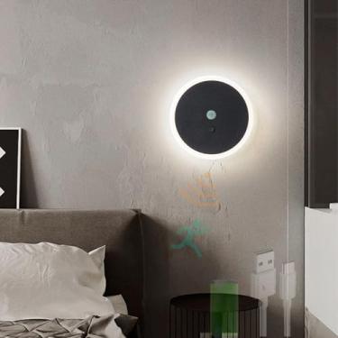 Imagem de Lâmpadas de parede internas LED com detector de movimento Lâmpadas de parede recarregáveis Luzes de escada Luz noturna moderna sem fio Iluminação de parede magnética para sala de estar quarto corredor
