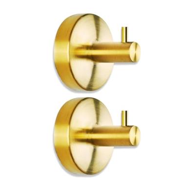 Imagem de Ganchos de sucção de aço inoxidável pretos resistentes para chuveiro, banheiro, cozinha, porta de vidro, impermeável, sem broca, suporte de toalha, capacidade de 5 kg, 2 peças, ouro