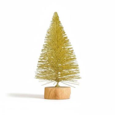 Imagem de Kit 3 Mini Árvore Natal Dourada Brilhante 15cm Pinheiro Mesa - ETR7989