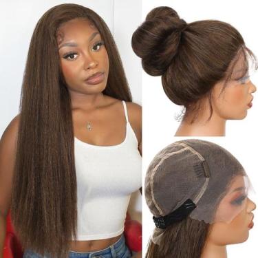 Imagem de Peruca WIGNEE 76 cm de renda completa Kinky Straight 180% densidade ma