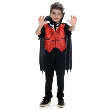 Imagem de Fantasia Infantil Vampiro Com Capa e Colete Halloween - Sulamericana, 