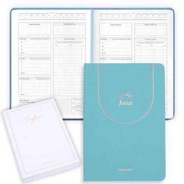 Imagem de Agenda diária de couro TDAH para adultos neurodivergentes – Planejador diário de produtividade e gerenciamento de tarefas para se manter organizado e focado | A5 (azul-petróleo)