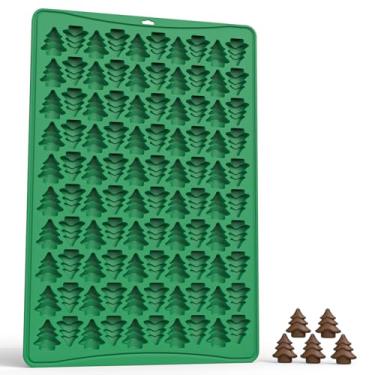 Imagem de Moldes de silicone de Natal 100 cavidades 3D árvore de natal molde de chocolate tema de natal moldes de doces de chocolate caseiro bonito molde de chocolate para festa de inverno doce pudim fazer