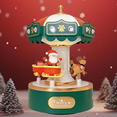 Imagem de QUEEN SCHWAN, Carrossel de caixa de música elétrica com pedras brilhantes - decoração encantadora e presente sincero para aniversário, aniversário, Natal, dia dos namorados e dia das mães (verde