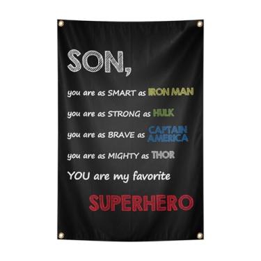 Imagem de Arte de parede motivacional - "Son You Are My Favorite Superhero" - Tapeçaria de pôster estético de 6,5 x 7,5 m para decoração de parede de meninos, casa, escola, presentes de decoração de parede