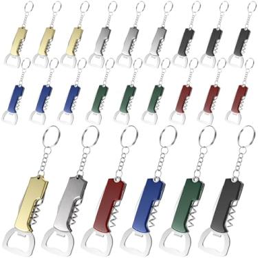 Imagem de Ziliny Abridor de garrafas com 24 peças, chaveiro, garrafa de vinho a granel, abridor de cerveja, saca-rolhas de aço inoxidável, 8,3 cm, saca-rolhas de aço inoxidável, porta-chaves de vinho, presentes