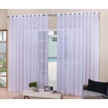 Imagem de Cortina De Varão Voil Branco Sala 4,00X2,30 Ilhós Cromado - Confeccoes