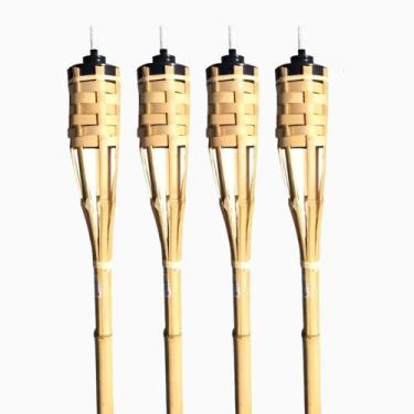 Imagem de Kit 4 Tochas Bambu Decoração Casa Luau Festa Natal Ano Novo - Genérica