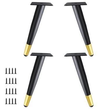 Imagem de Verida Pernas de móveis de 20 cm, conjunto de 4, pernas de mesa de metal de substituição para sofás, cômodas, suportes de TV, cadeiras, mesas-de-cabeceira e móveis, estilo meados do século, preto