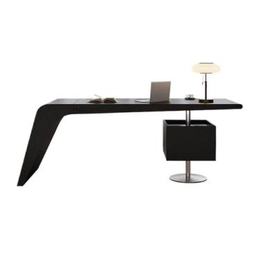 Imagem de Mesa de trabalho Mesa executiva moderna, estação de trabalho espaçosa e minimalista para escritório em casa com 2 gavetas(Preto,S)