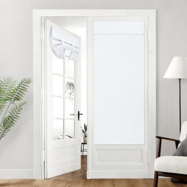 Imagem de HOMEIDEAS Cortinas de porta francesas blackout 100% linho, cortinas de janela de porta de privacidade, persianas escurecidas de 66 x 68 polegadas, persianas com isolamento térmico para quarto, 1