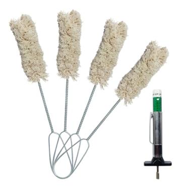 Imagem de DUSCOKE Conjunto de esfregão aplicador de escova lubrificante de pneu longo de 32 cm - Escova lubrificante de pneu de alça extra longa com medidor de profundidade de piso - Cotonetes de lubrificante