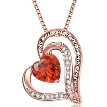Imagem de Colares com pingente de cristal de pedra do mês de nascimento para mulheres, presente de aniversário dos namorados, dia das mães, colar de namorada, joia de coração de filha, aniversário para ela, ON