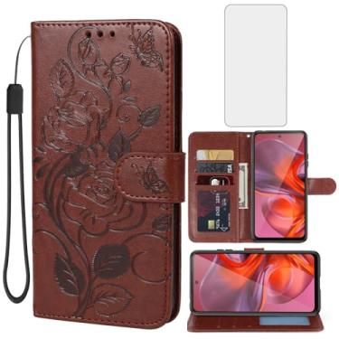 Imagem de Vavies Capa para Moto G05/Moto G15/G15 Power/Moto E15 Capa carteira com protetor de tela de vidro temperado, flor de couro flip suporte para cartão de crédito capa de telefone para Motorola Moto G05