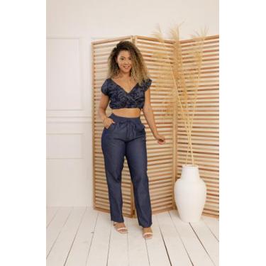 Imagem de Calça jeans feminina com elastico na cintura - Wesley Confecções, 46