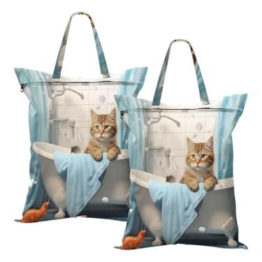 Imagem de SEHANY 2 peças de sacos grandes de lavanderia com alça, à prova d'água, bolsa de roupa para viagem e natação