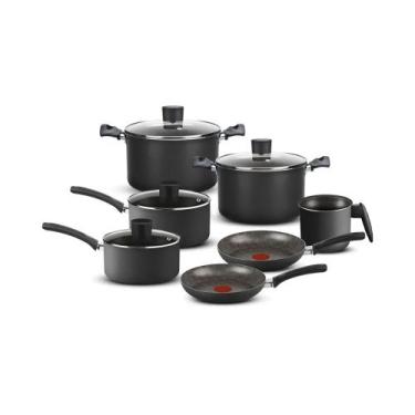 Imagem de Jogo de Panelas Rochedo Facilita Cinza 7 Peças