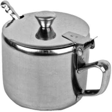 Imagem de Acucar, recipiente brilhante inoxidavel, design elegante com colher, utilitario, essencial, portatil, util, 220ml