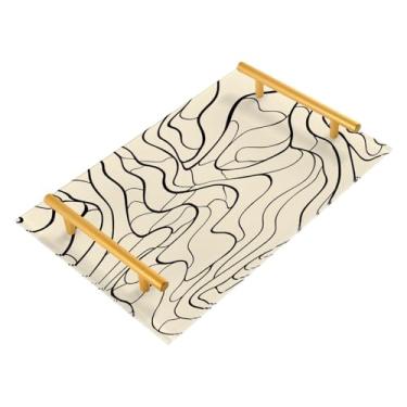 Imagem de Wassud Bandeja de banheiro com estampa de arte abstrata, bandejas de perfume, alça de maquiagem, cômoda, quarto, cozinha, mesa, 30 x 20 cm