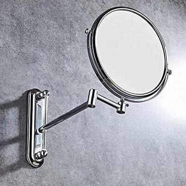 Imagem de LMJYU Espelho de maquiagem Espelho de penteadeira, espelho de maquiagem montado na parede, espelho de banheiro dobrável de dupla face, espelho de beleza para banheiro, hotéis, espelho cosmético