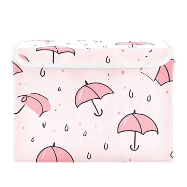 Imagem de xigua Bonitos caixotes de armazenamento de guarda-chuva de chuva com tampas e alça de transporte, caixas de armazenamento dobráveis, recipientes organizadores, cestos, cubo com capa para casa, quarto