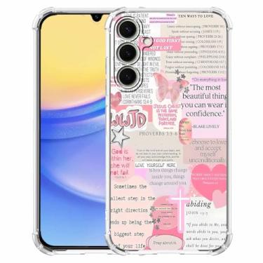 Imagem de mehidpur Citações Cristãs Estética Vintage Jesus Versículo da Bíblia Padrão Colagem, Capa Amortecedora TPU Macio para Samsung Galaxy A15, #6