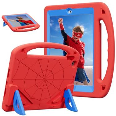 Imagem de LKOOZO Capa infantil para iPad 9ª/8ª/7ª geração (iPad 10,2 polegadas 2021/2020/2019), capa à prova de choque com protetor de tela (vermelho + azul)
