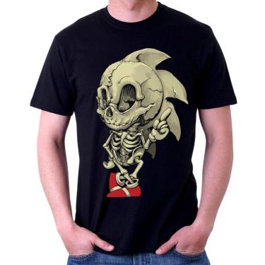 Imagem de Camiseta Sonic Esqueleto Sega Video Game Retro 100% Algodão-Masculino