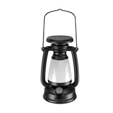 Imagem de Fenteer Lanterna LED vintage para exterior, luminária suspensa, criativa e, estilo retrô, ideal para camping, quintal, jardim, ambientes, S Black No Solar