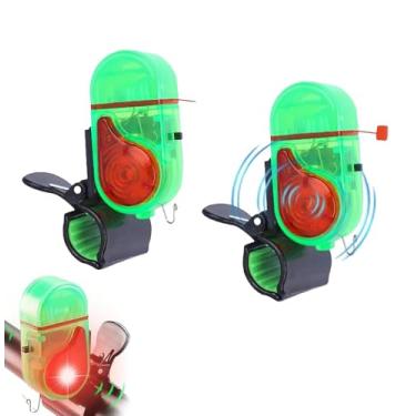 Imagem de Hizoncore Alarme de mordida de pesca, 2 peças de alarmes eletrônicos de pesca com luz LED, alerta sonoro sensível para pesca noturna, indicador de mordida de peixe à prova d'água para varas de pesca