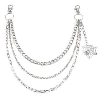 Imagem de YWMAN Cinto de corrente de teia de aranha gótica, corrente de calça jeans de motociclista de metal, acessório de cintura estilo punk rock, Estilo gótico 2, M