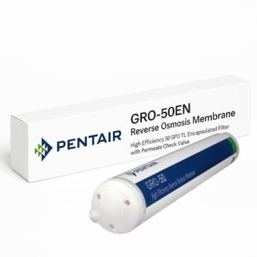 Imagem de Pentair Pentek GRO-50EN membrana de osmose reversa de alta eficiência 50 GPD filtro TLC encapsulado com válvula de retenção e controle de fluxo 1:1 proporção de água para sistemas RO de baixo