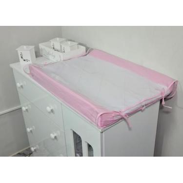 Imagem de Trocador De Cômoda Anatômico Americano Plastificado Rosa Com Branco - 