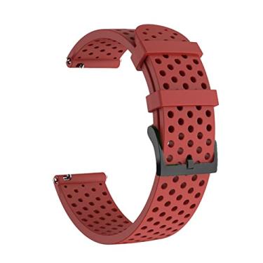 Imagem de MAALYA Pulseira de relógio de silicone para relógio de 20 mm para SUunto 3 pulseira de relógio de fitness para Polar Ignite/2/Unite Smartwatch Belt Writband (Cor: Vermelho, Tamanho: 20mm Universal)