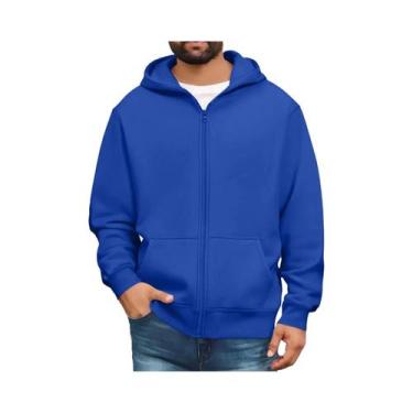 Imagem de Moletom Masculino Com Capuz Em Cor Sólida E Bolsos Tipo Canguru, Jaque