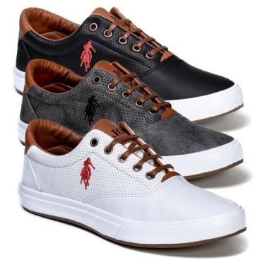 Imagem de kit 3 pares do tenis masculino Polo Open casual dia a dia sapatenis ca