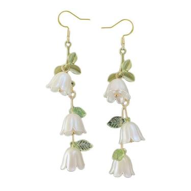 Imagem de Brincos femininos com pingente de flor, borboleta, folha, floral, declaração de fada, verão, refrescante, beira-mar, idílico, férias, dia dos namorados, joias presentes, Long tassels, Latão Acrílico