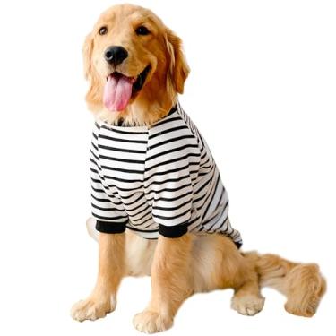 Imagem de ANIAC Suéter de lã para cães grandes, camiseta listrada GG com mangas, moletons básicos para cães grandes, moletom quente para cães, roupas de inverno para cães grandes 3GG 25-30 kg (6GG, branco)..