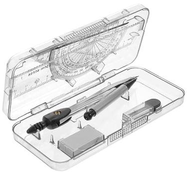 Imagem de Conjunto de bússola geométrica com borracha, conjunto de réguas, transferidor transparente e bússolas matemáticas, conjunto de bússolas de desenho geométrico, conjunto de ferramentas de desenho para