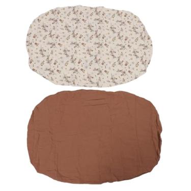 Imagem de CUOFYUNL 2 pacotes de lençóis de berço macios e respiráveis ​​para colchão de bebê com capa ajustada universal (Conjunto de padrões de flores marrom vermelho e marrom vermelho)
