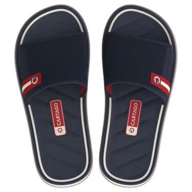 Imagem de Chinelo Masculino Málaga Sport Bege Azul Vermelho Cartago 12377-AY676-Masculino