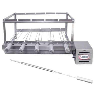Imagem de Grill Inox Churrasqueira Elétrica Giratória 5 Espetos Bi Volts - Brasa