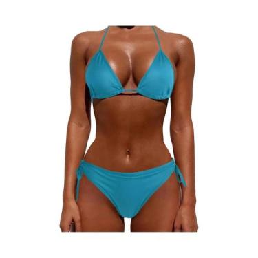 Imagem de Biquíni Feminino De Verão Leve Com Cintura Alta Em Cor Sólida Moda Sex