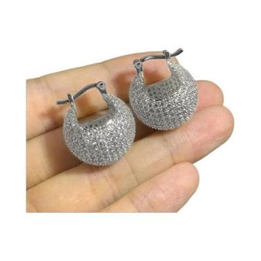 Imagem de Brincos Elegantes De Zircônia Huitan: Joias De Argola Luxuosas Com Zir