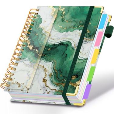 Imagem de Caderno espiral para trabalho, caderno de 300 páginas, 5 assuntos, pautado na faculdade, com divisórias e abas, caderno grande de 20 x 25 cm para mulheres, estudantes, anotações e organizador (mármore