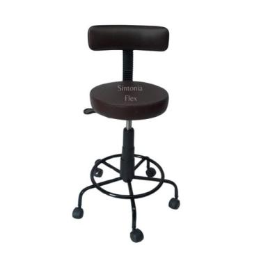 Imagem de Cadeira Secretaria Mocho Podóloga Estética Corano Marrom - Sintonia Fl